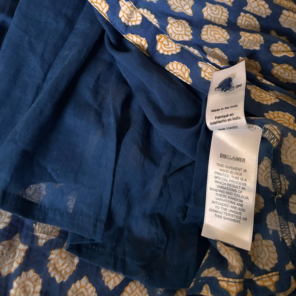 Emerson Fry India Collection Blue Block Print Maxi Dress XS/S Organic Cotton - Picture 7 of 8